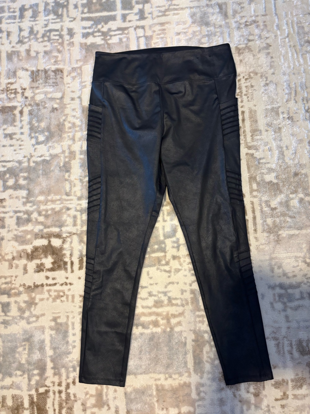 Simply Vera Wang Kohls Black Faux Leather Moto Leggings Black Size 14 NWOT